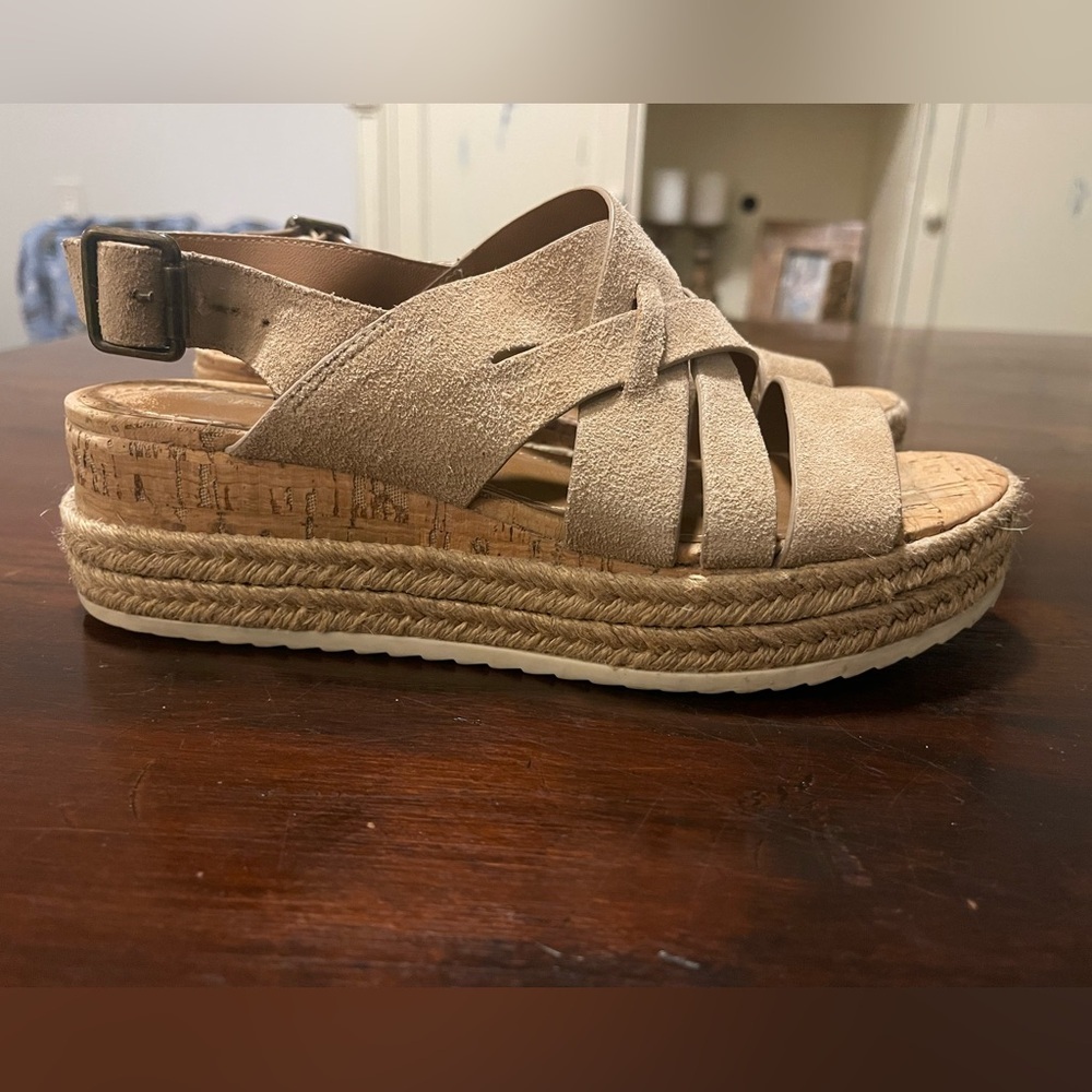 Trask Randi Suede Strap Espadrille Platform Sandals 6